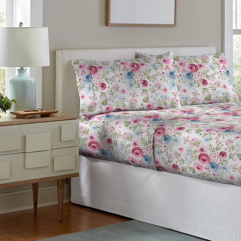 Pointehaven Flannel Deep Pocket Set with Oversized Flat Sheet, King, Sylvan - Image 2